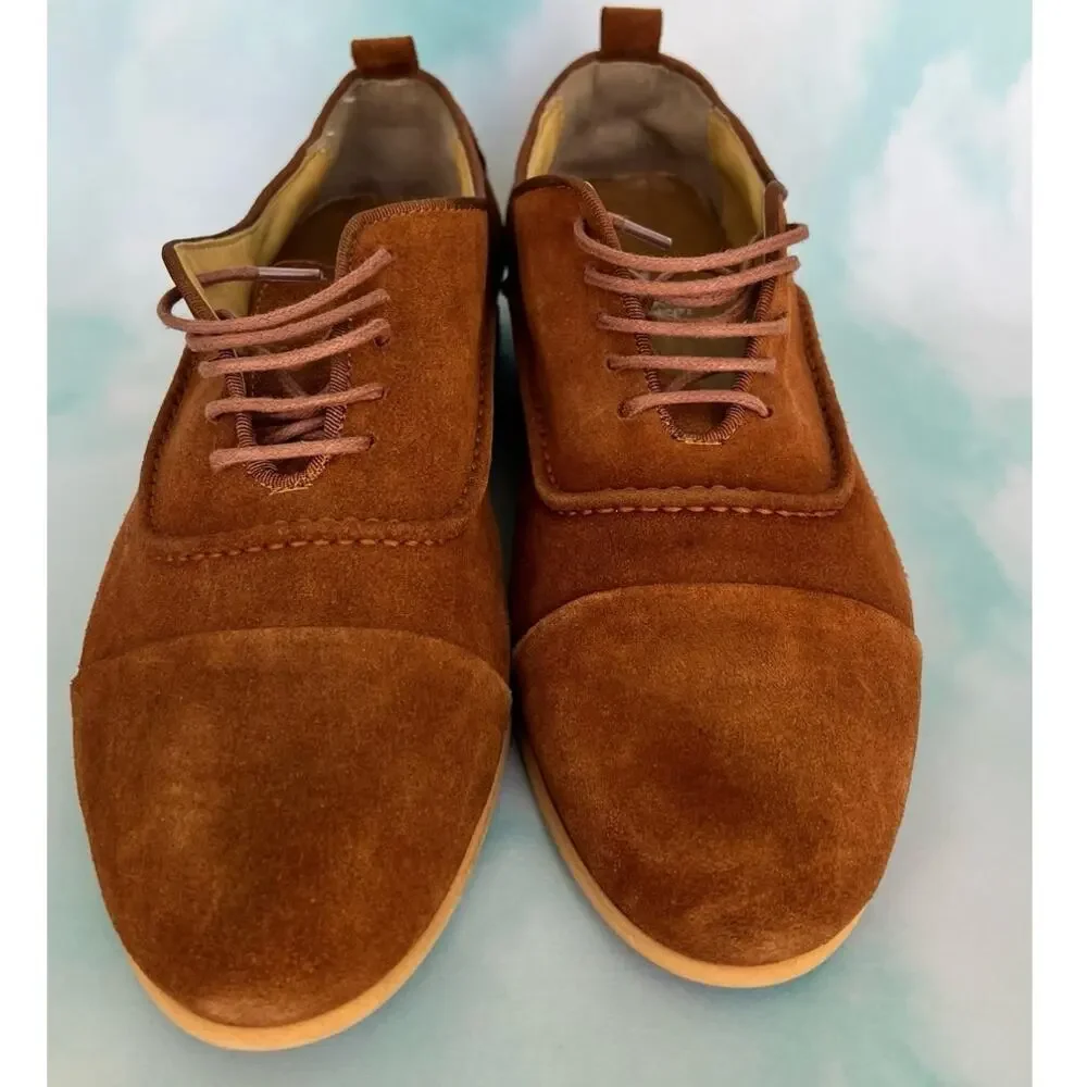 Fashinism Handmaded Men's Brown Soft Suede Shoes with Laces Size 40 EU / 9.5 US - Picture 2 of 10